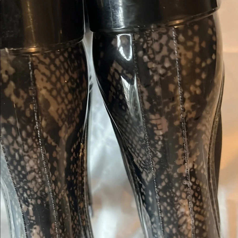 INC International Concepts Black Snake Print‎ Rain Boots